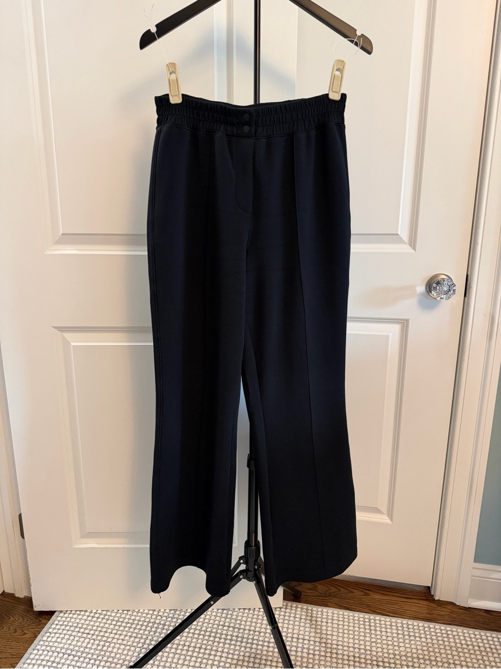 SPANX Air Essentials Brushed Flare Pants in Very Black